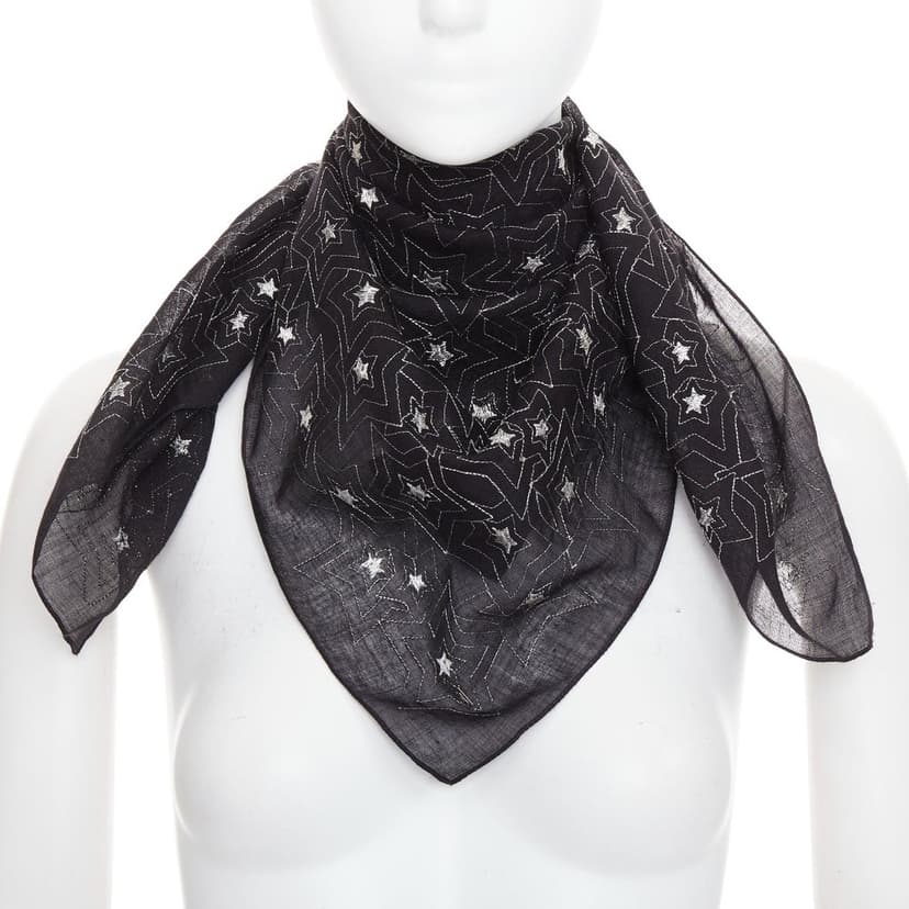 Saint Laurent Black Cotton Scarf