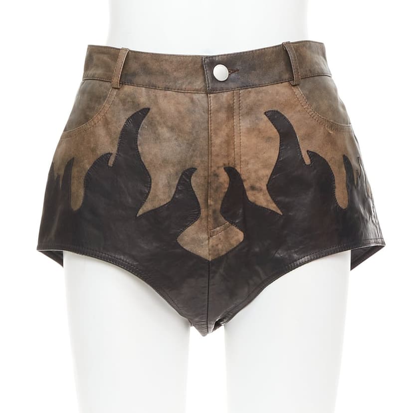 Alessandra Rich Brown Leather Shorts
