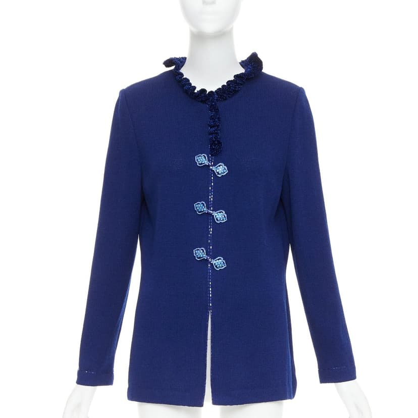 ST JOHN Blue Wool Knitwear