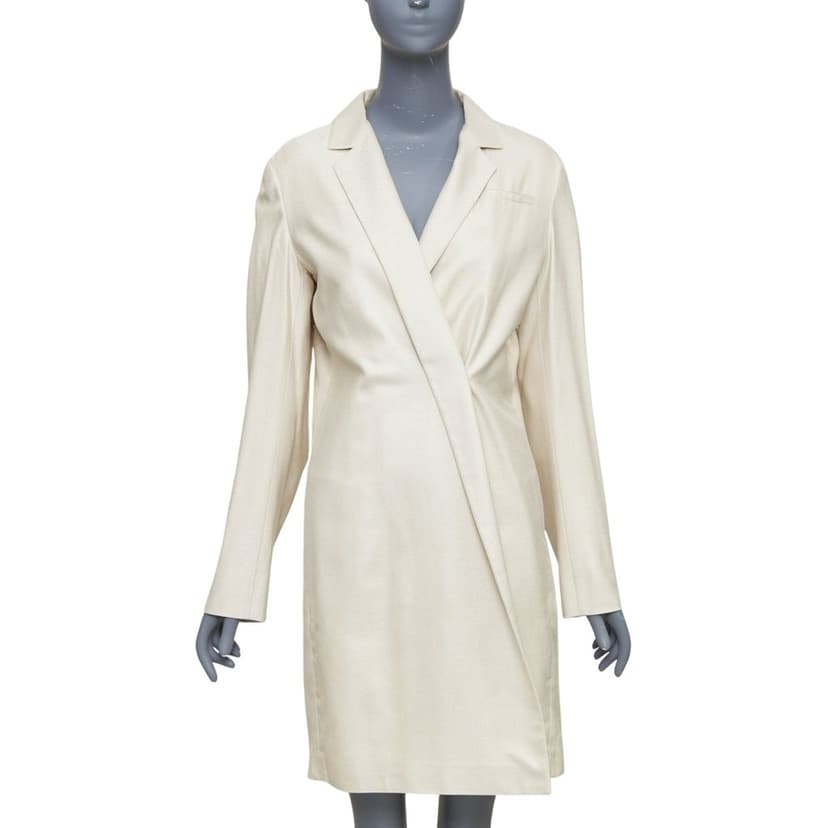 Jil Sander معطف حريري بلون بيج