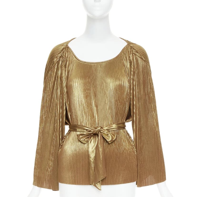 Halston Heritage Gold Polyester Top