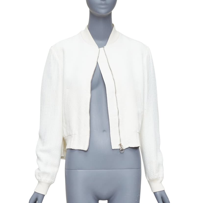 Stella McCartney White Jacquard Cropped Bomber