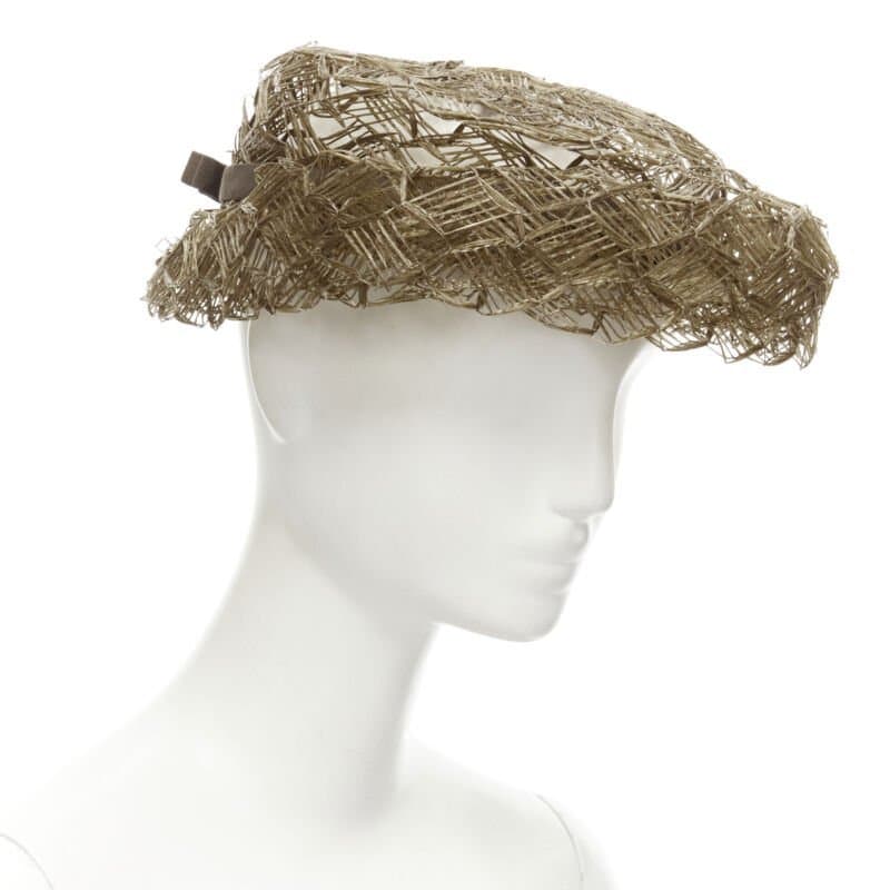 Unsigned Raffia Woven Boater Hat