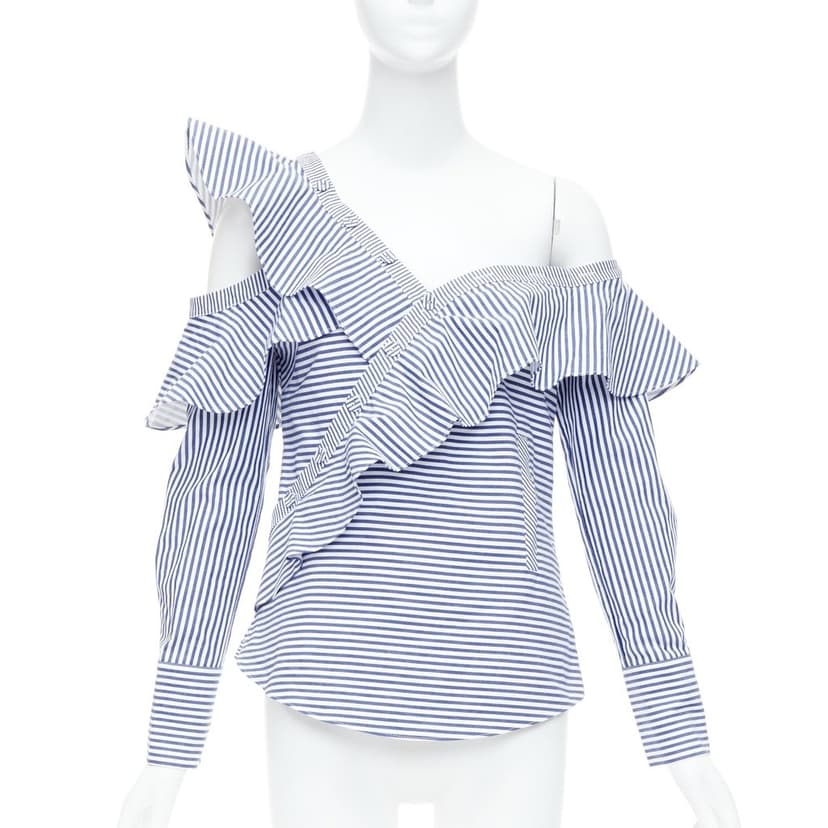 SELF-PORTRAIT Striped Ruffle Top