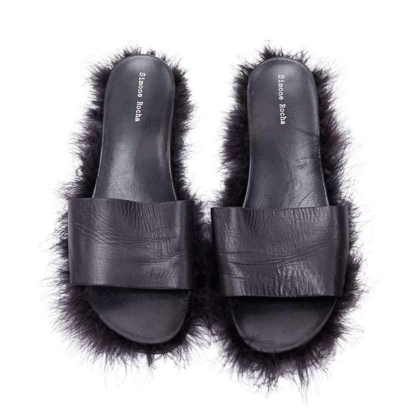 Simone Rocha Feather Trimmed Slides