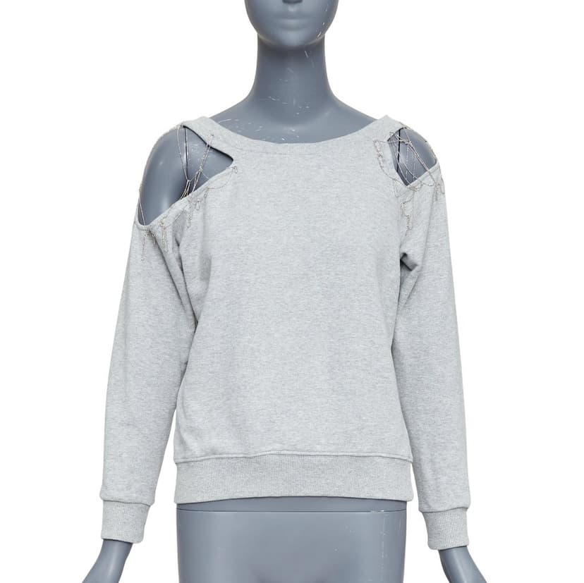 Saint Laurent Grey Cotton Knitwear