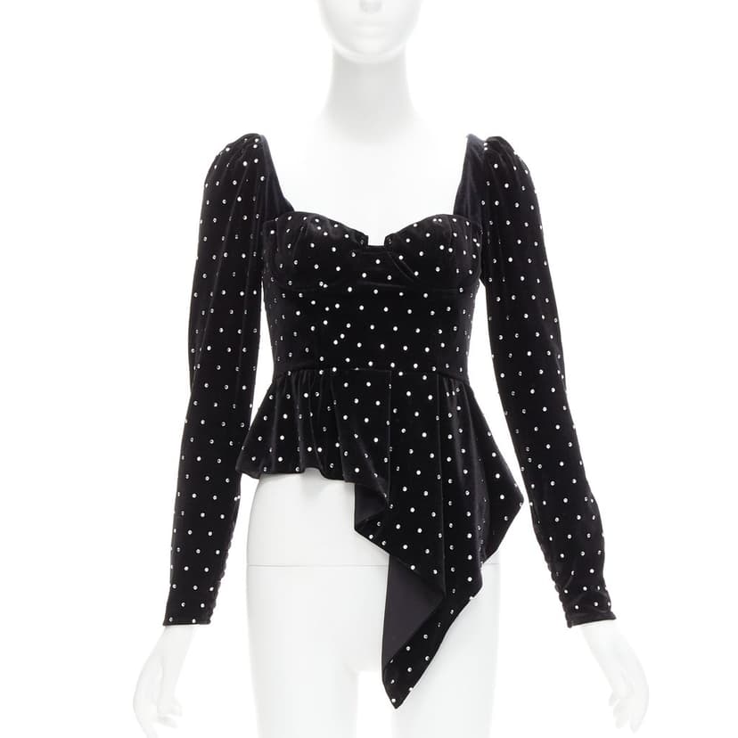 SELF-PORTRAIT Crystal Velvet Top