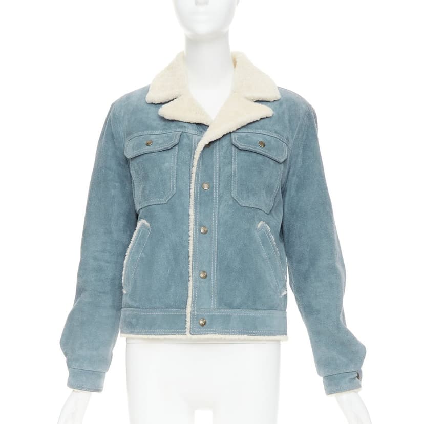Saint Laurent Blue Suede Coat
