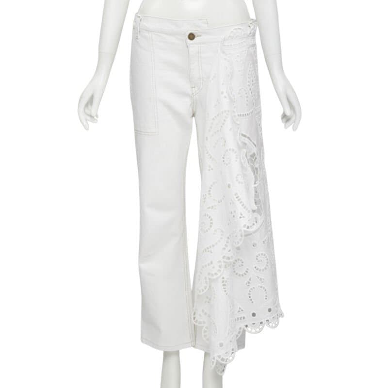 Monse White Draped Straight Jeans