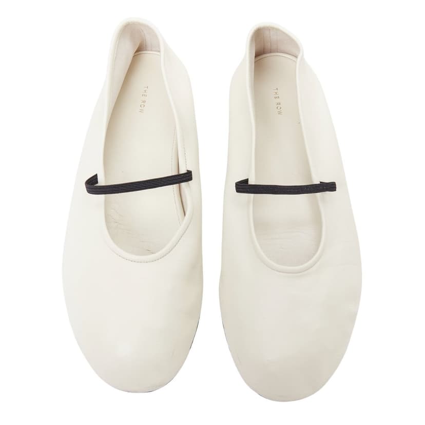 The Row Ecru Leather Ballet flats