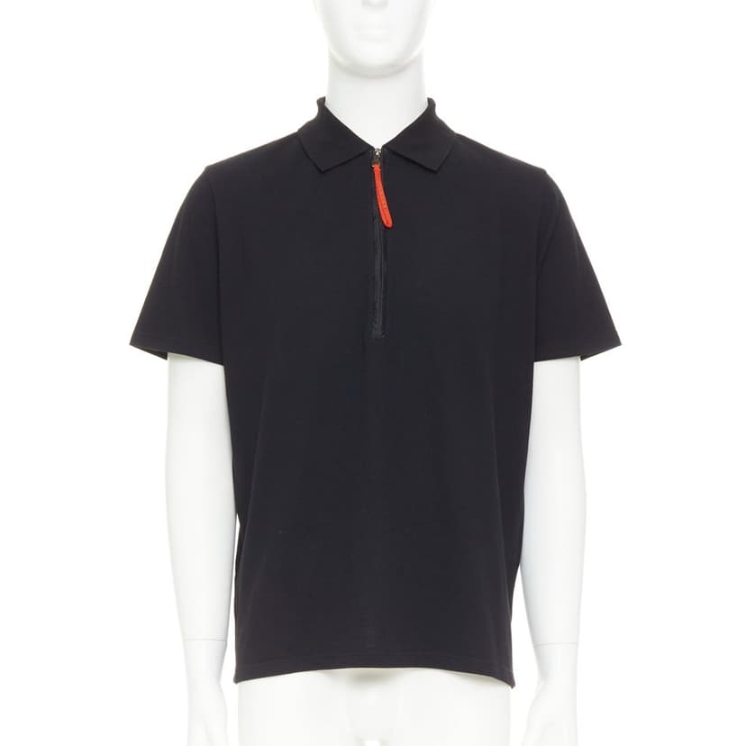 Prada Black Cotton Polo Shirt