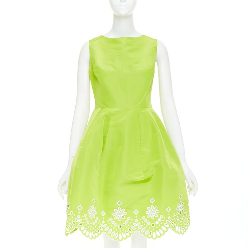 Oscar de la Renta Green Silk Dress