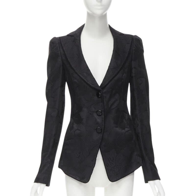 Emporio Armani Black Lace Fitted Blazer