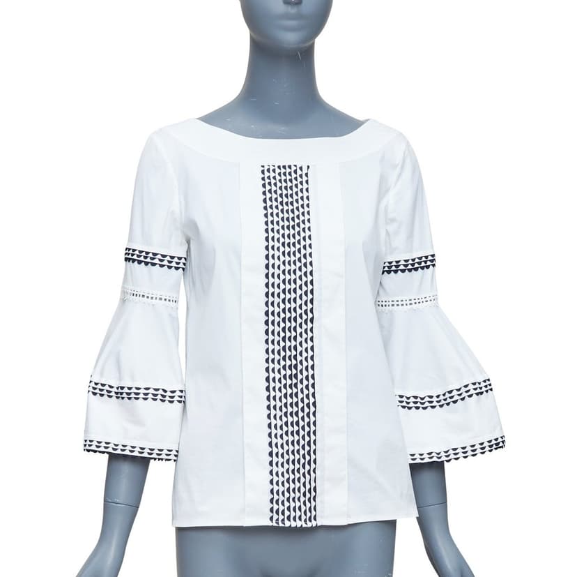 Oscar de la Renta Scallop Sleeve Top
