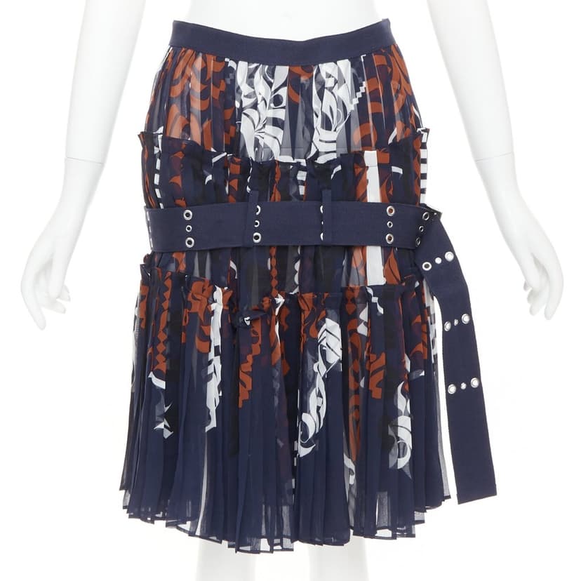 Sacai Navy Polyester Skirt