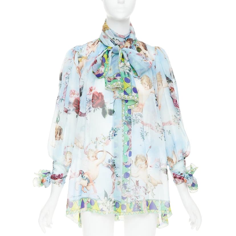 Dolce & Gabbana Blue Silk Top