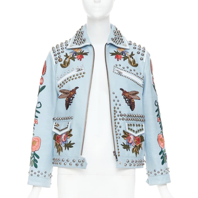 Gucci Blue Leather Leather Jacket