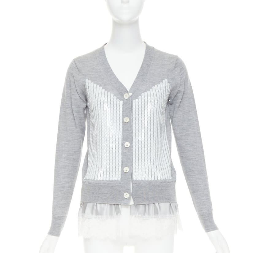 Sacai Grey Wool Knitwear
