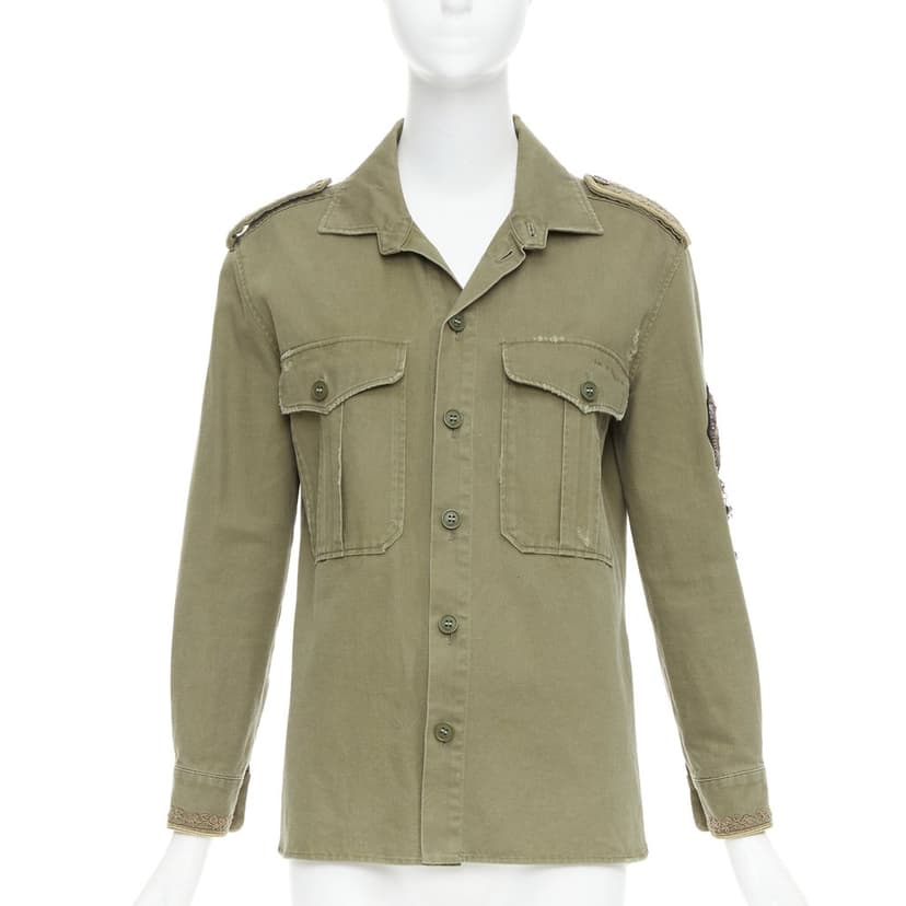Saint Laurent Khaki Cotton Coat