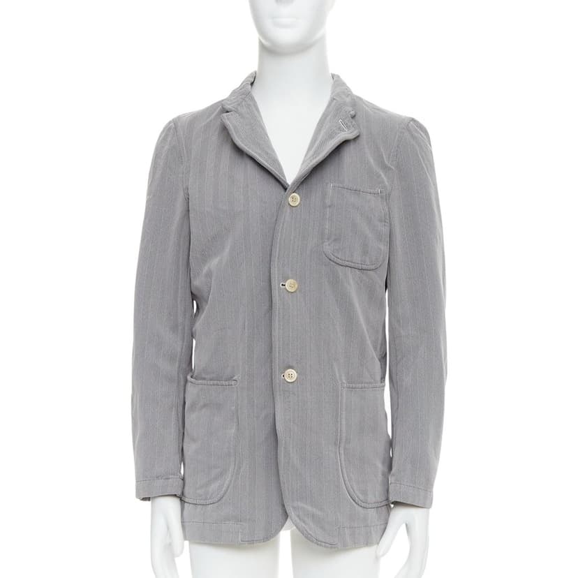 Comme Des Garcons Grey Crinkle Blazer