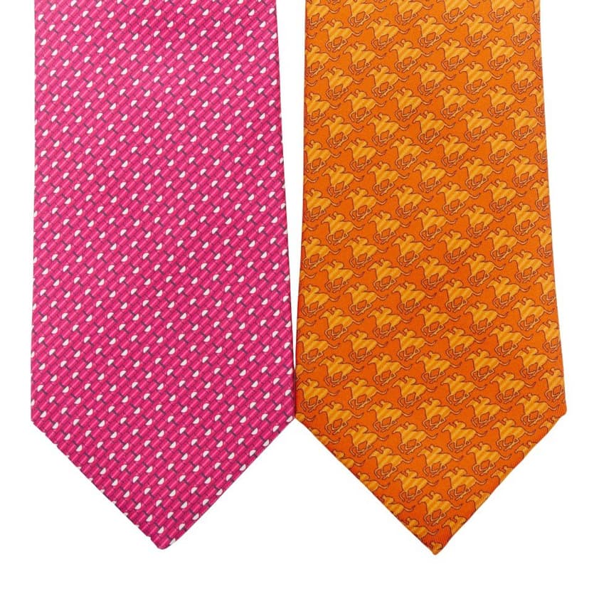 Hermès Orange Silk Ties