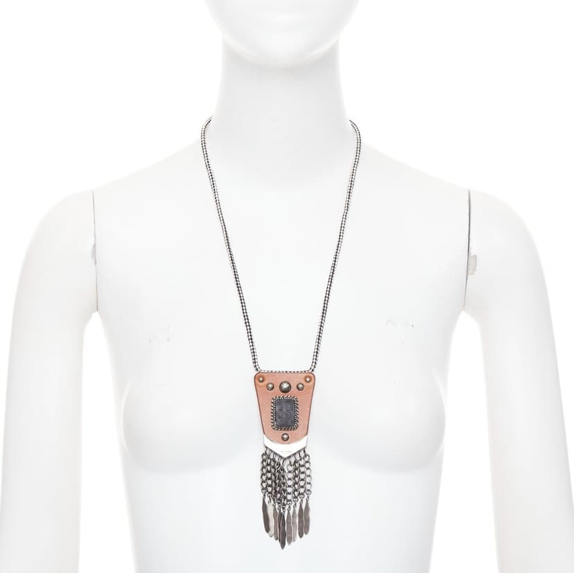 Saint Laurent Brown Leather Necklace