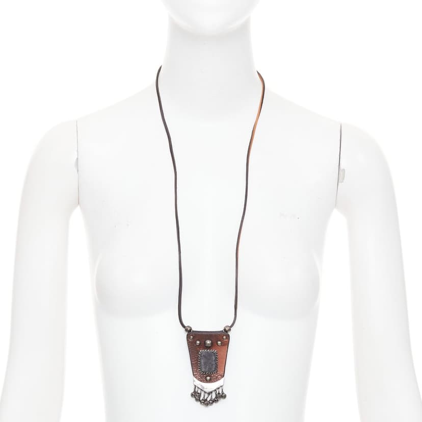 Saint Laurent Brown Leather Necklace