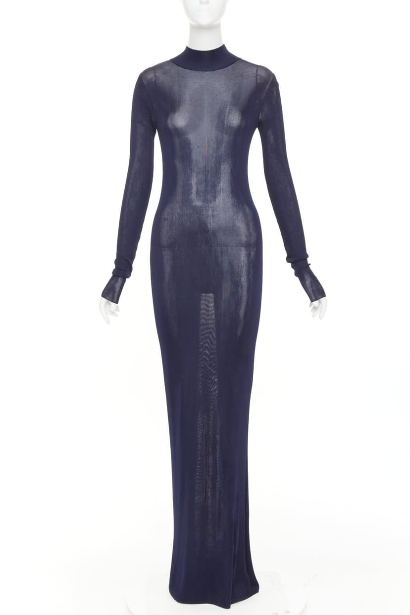 Saint Laurent Navy Viscose Dress