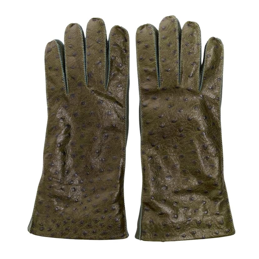 Bottega Veneta Green Leather Gloves
