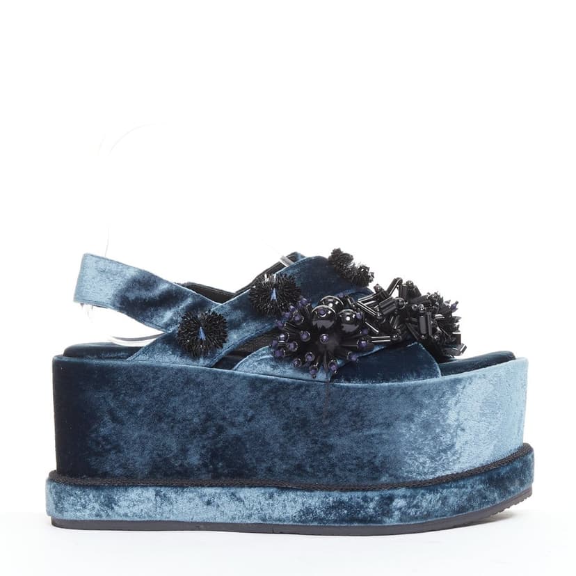 Unsigned Blue Velvet Sandals