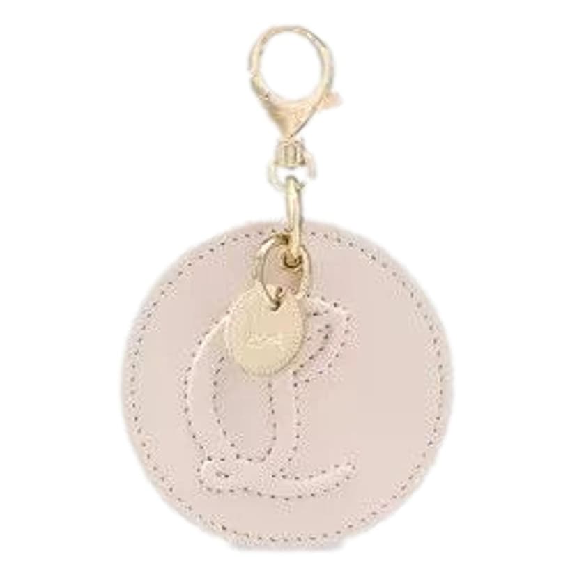 Christian Louboutin Christian Louboutin Round Leather Logo Leche Cream Bag Charm Keychain