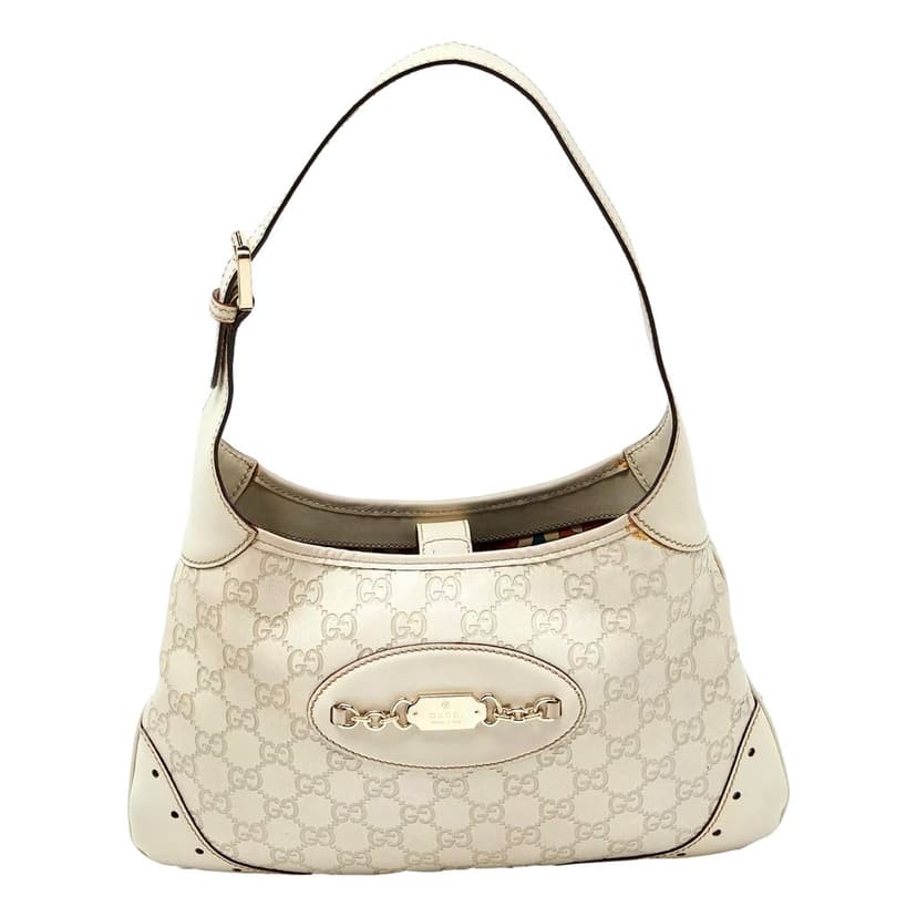 Gucci Gucci Guccissima Jackie O Punch Hobo Handbag Logo White Leather Pre-Owned