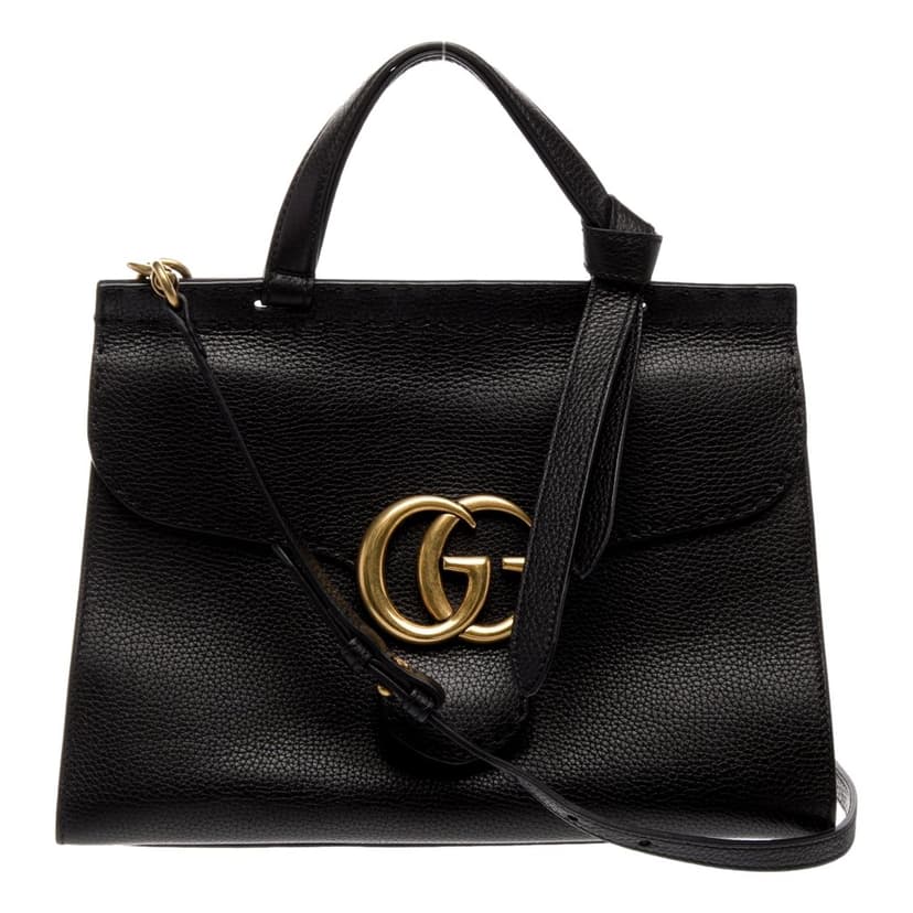 Gucci Gucci GG Marmont Black Calfskin Top Handle Satchel Handbag