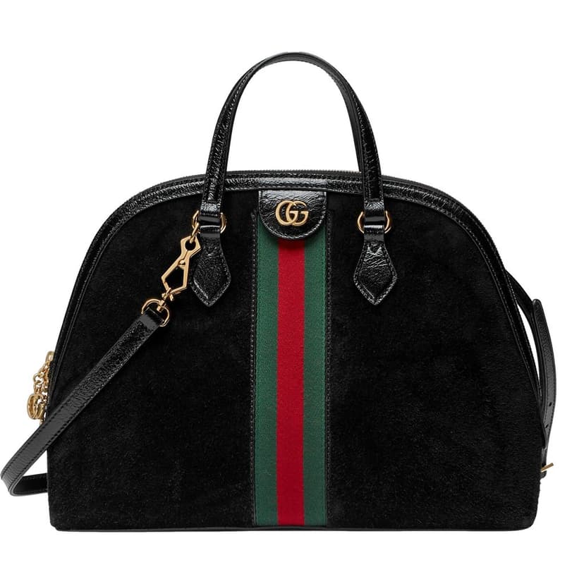 Gucci Gucci Ophidia Dome Black Suede Web Stripe Top Handle Satchel