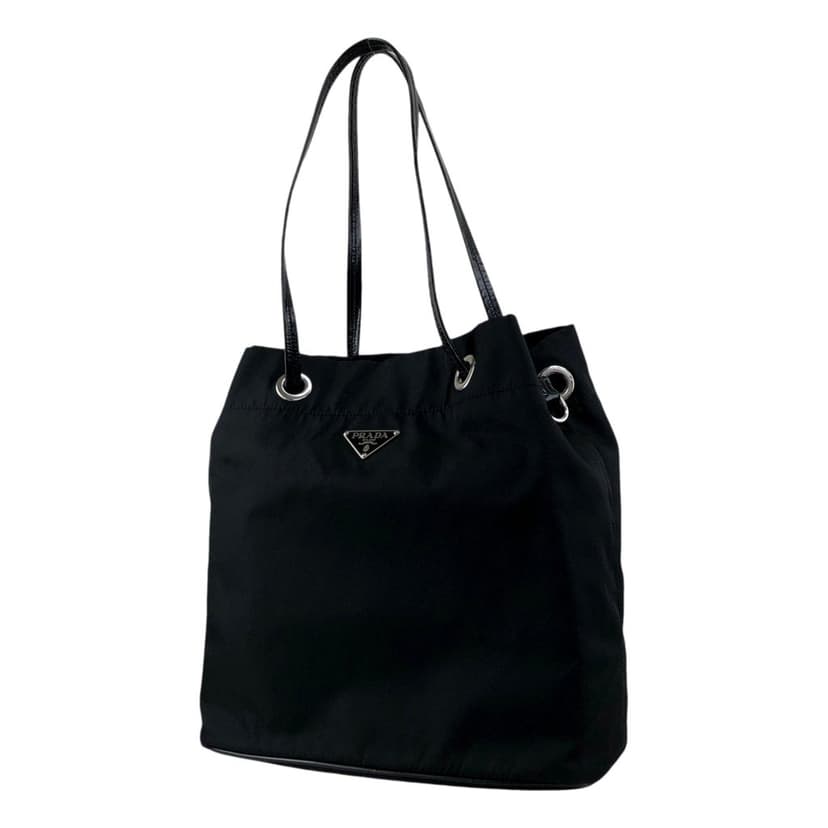 Prada حقيبة يد برادا عتيقة من قماش تيسوتو، بشعار مثلث، برباط، لون أسود