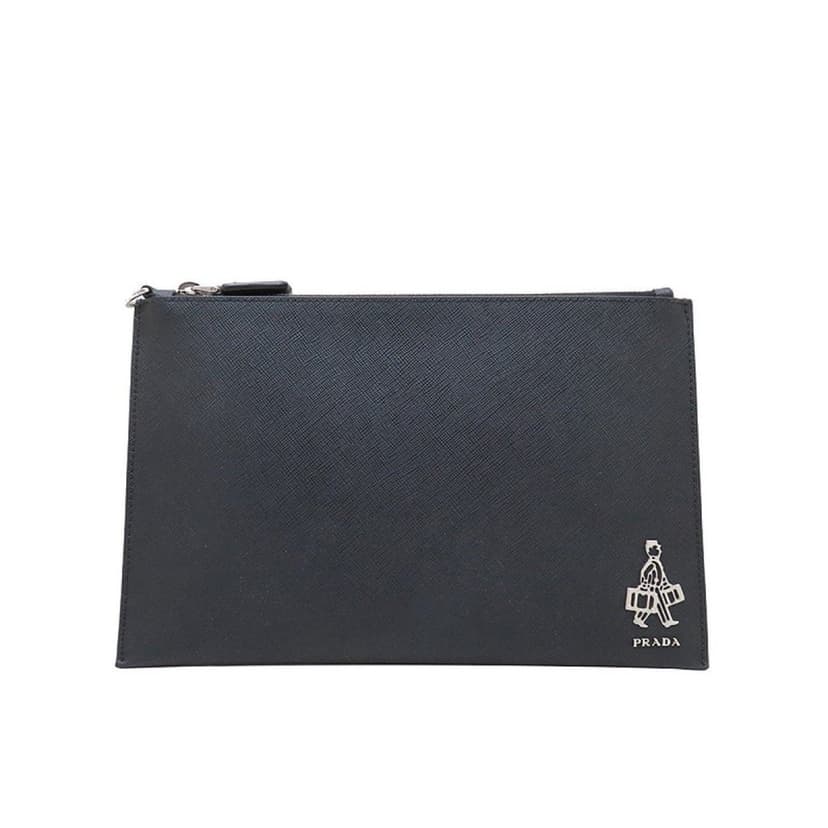 Prada Prada Black Saffiano Voyage Leather Clutch Document Holder