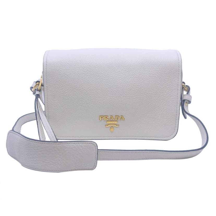 Prada Prada Flap Vitello Phenix Ivory Leather Cross Body Bag