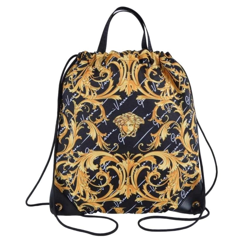 Versace Versace Barocco Print Drawstring Backpack Black Nylon La Medusa Logo