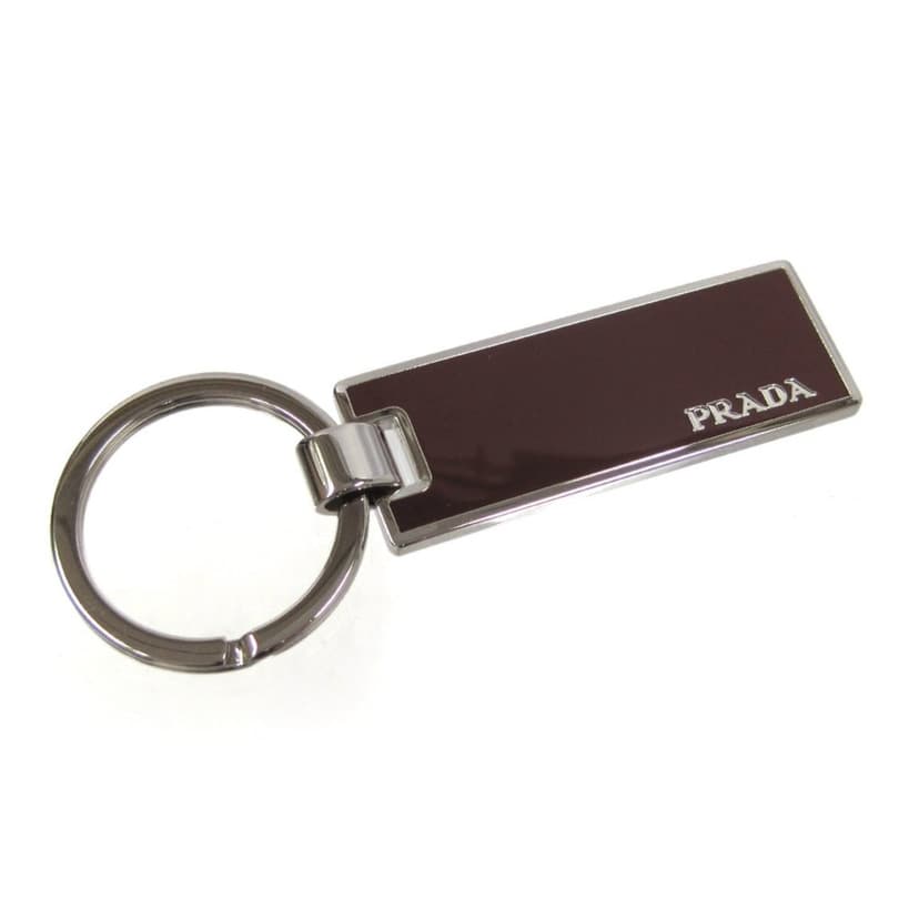 Prada Prada Rubino Red Enamel Silver Metal Keyring Keychain