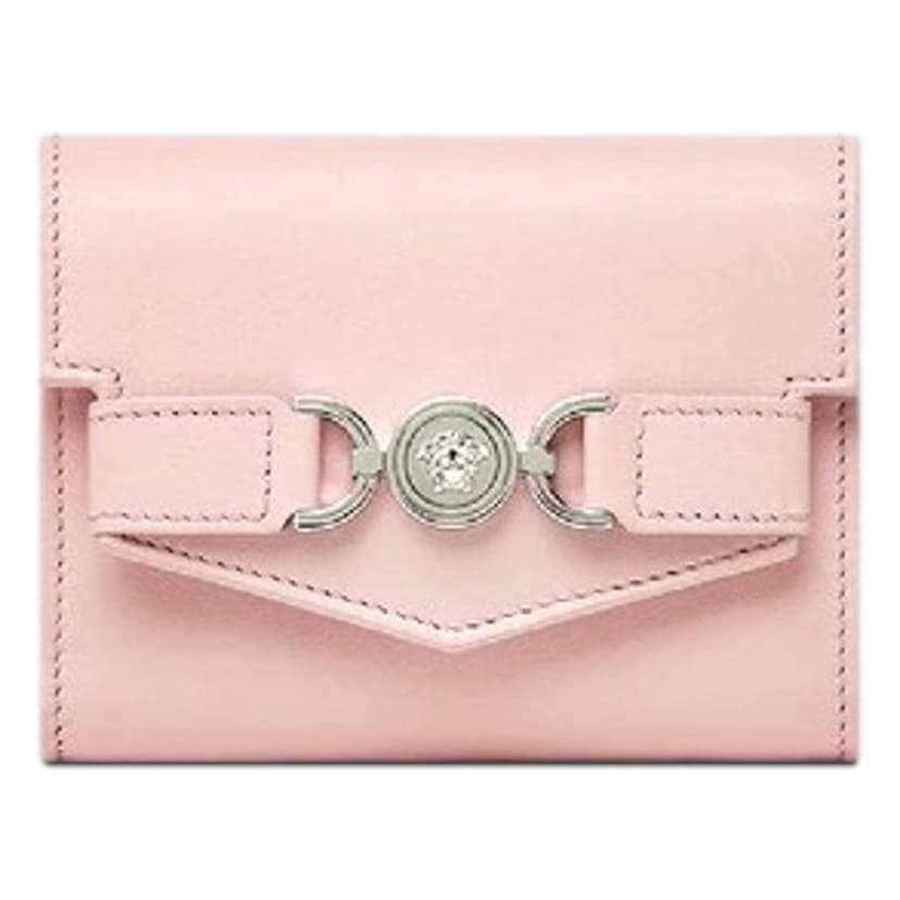 Versace Versace Medusa 95 Dusty Pink Calfskin Tri Fold Wallet Card Holder