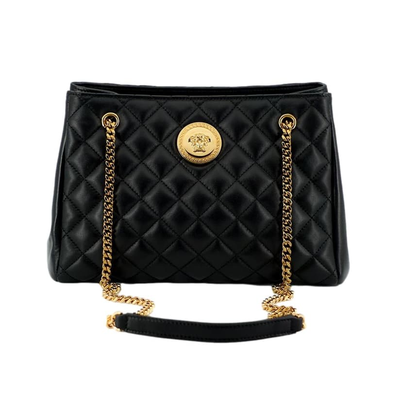 Versace Versace La Medusa Black Quilted Nappa Leather Large Tote Bag