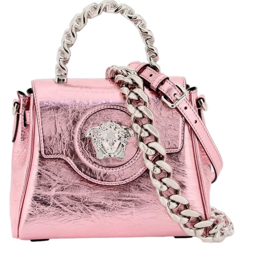 Versace Versace La Medusa Metallic Pink Mini Top Handle Bag Chain Crossbody