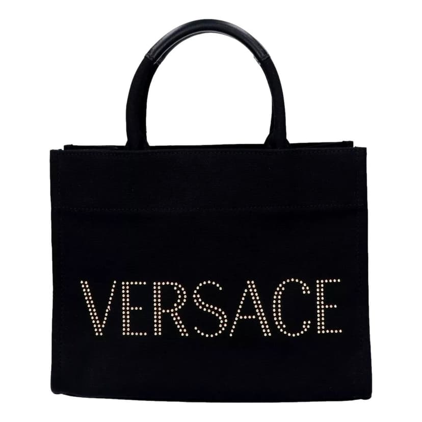 Versace Versace Mini Tote Bag Nero Black Canvas Studded Logo Crossbody