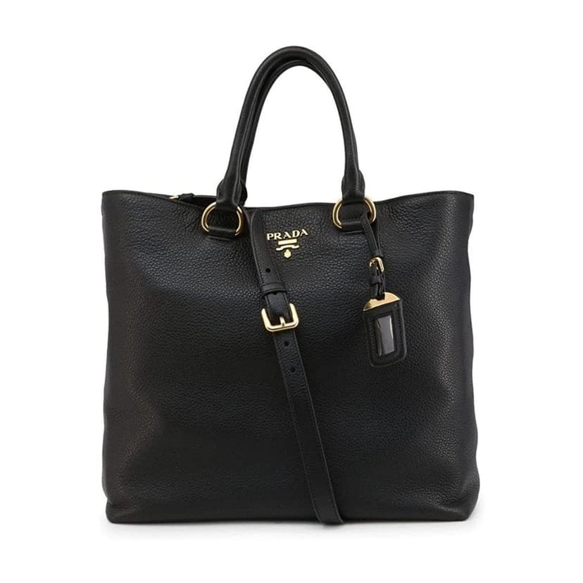 Prada Prada Black Vitello Phenix Leather Shopping Tote Bag