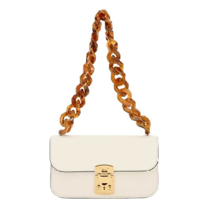 Miu Miu Miu Miu Madras White Leather Tortoise Shell Chain Handbag