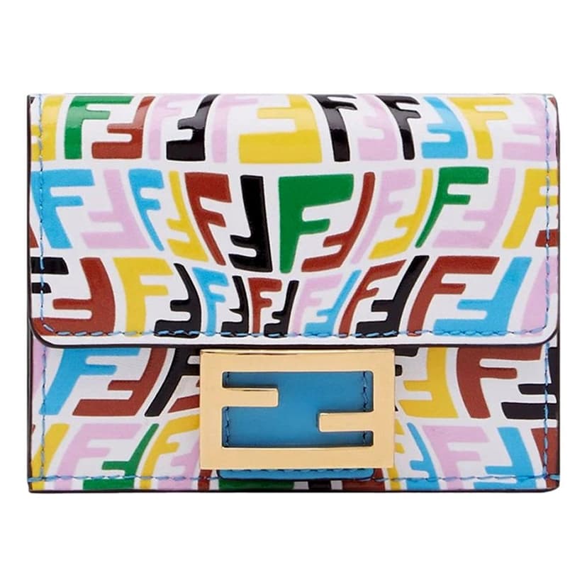 Fendi Fendi Vertigo Baguette Multicolor Leather Small Trifold Wallet