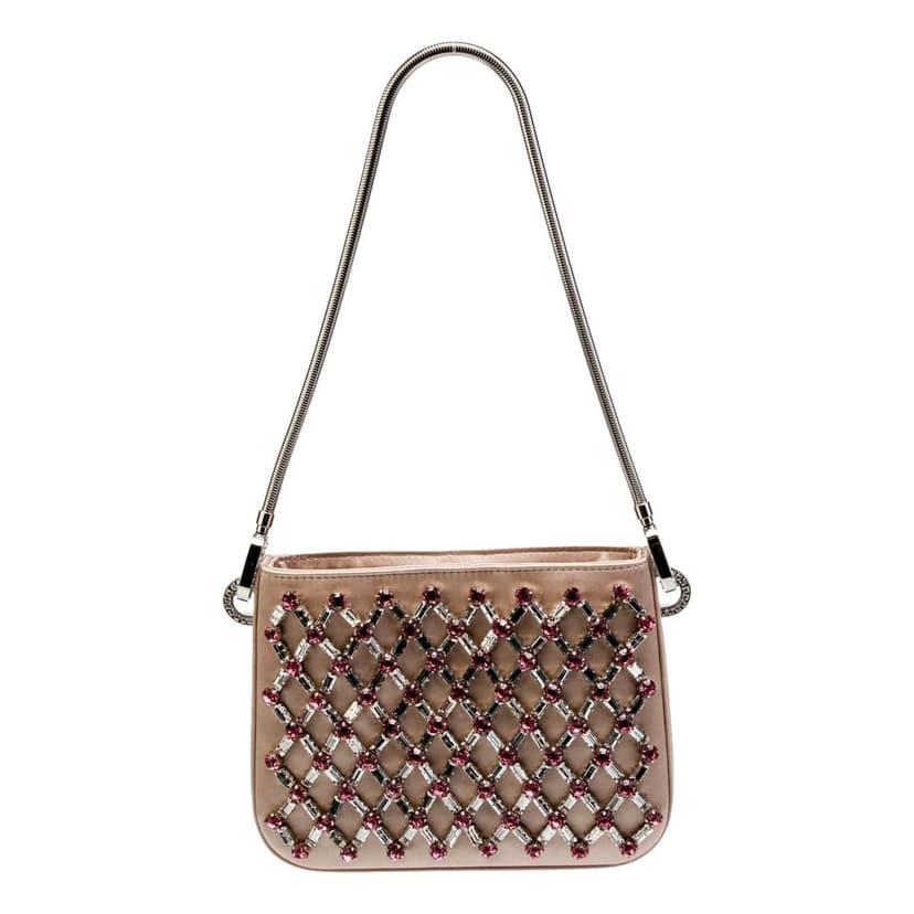 Miu Miu Miu Miu Sassy Crystal Embellished Powder Pink Satin Handbag