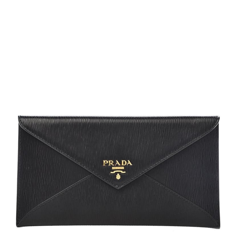 Prada Prada Black Vitello Move Leather Long Envelope Wallet