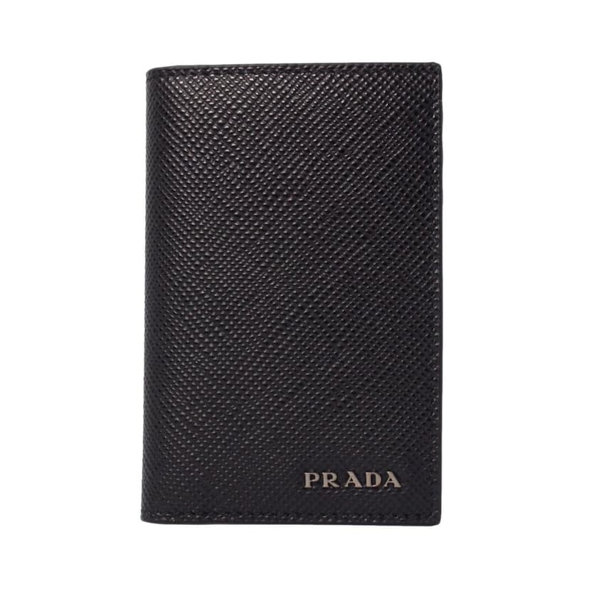 Prada Prada Black Saffiano Leather Vertical Logo Card Holder
