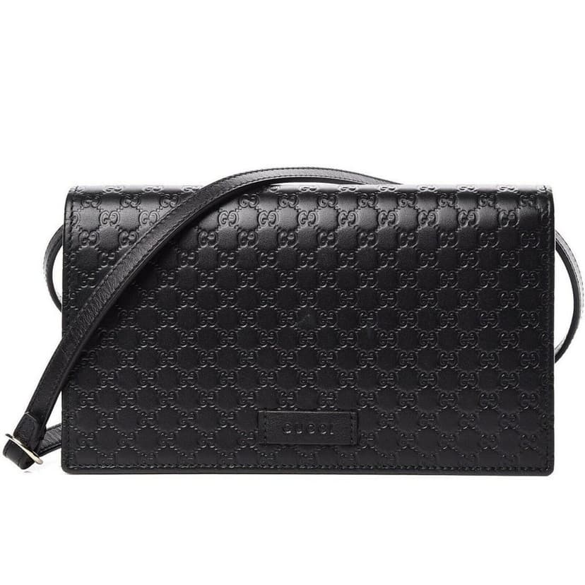 Gucci Gucci Microguccissima GG Logo Black Leather Wallet Crossbody Handbag